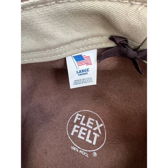 Vintage Flex Felt Fedora Hat 100% Wool Leather Band Large USA Brown - Picture 7 of 9